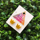 Crown Earrings. King of the Castle Stud Earrings. Glitter Crown Studs. Quirky Crown Earrings! Life's too short to wear boring Jewellery!!!!!