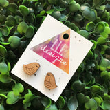 Bird Earrings. Super Cute Sleepy Birdie Laser Cut Bamboo Stud Earrings. Quirky and Fun Handmade Earrings. Live the Life you Love :)