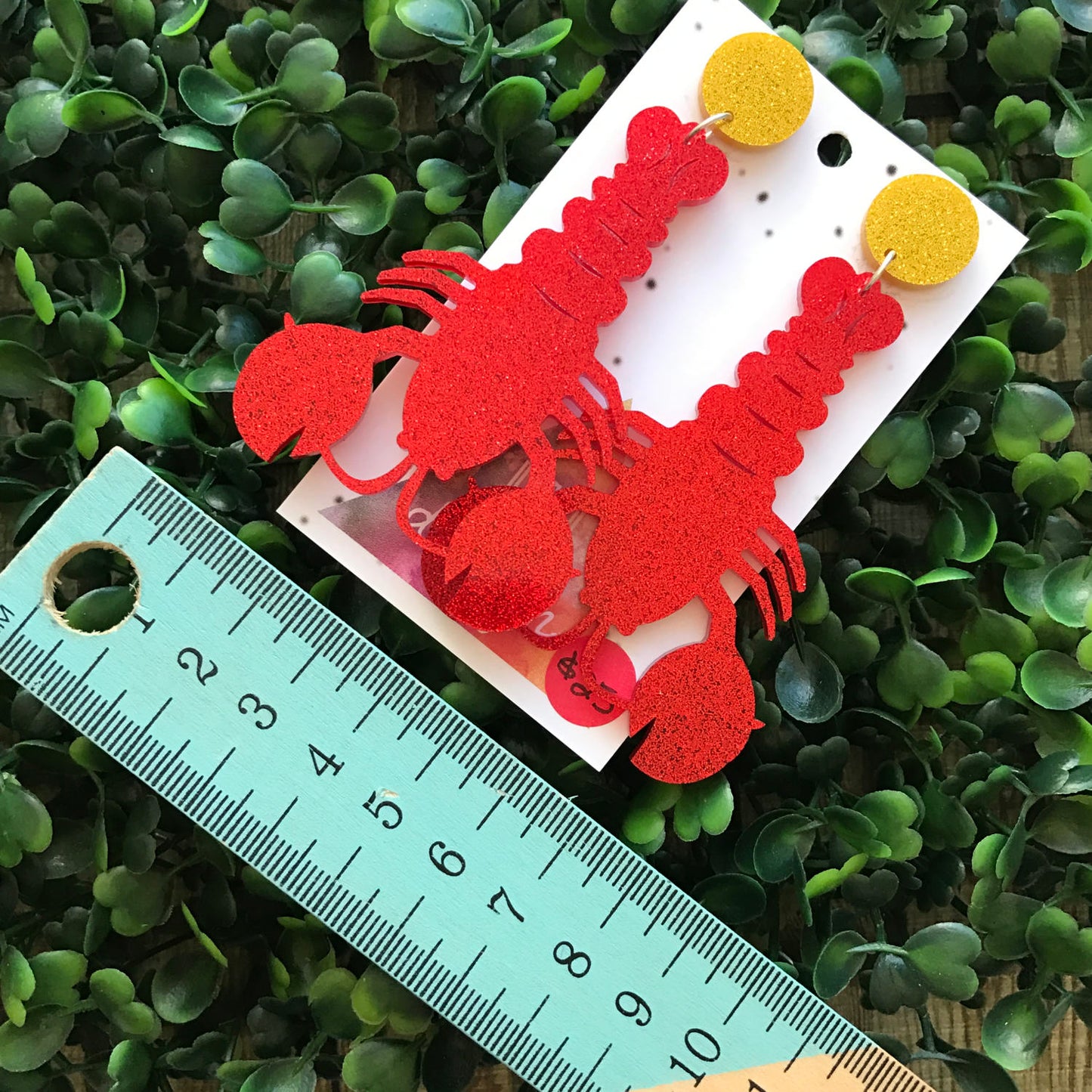 Living Large Lobster Statement Dangles - MEGA Size!!! Glorious Glitter Drop Earrings. Bold & Quirky Earrings.