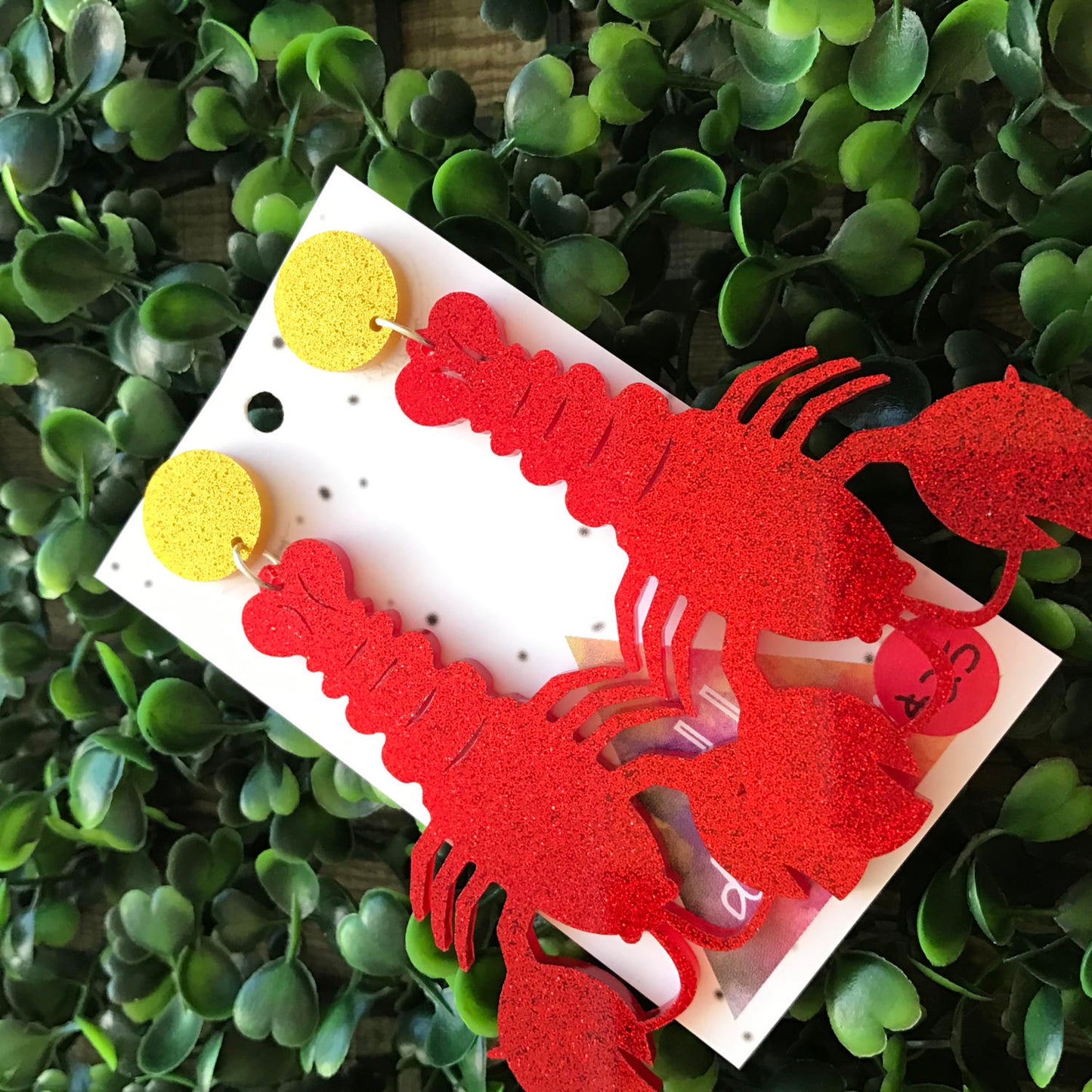 Living Large Lobster Statement Dangles - MEGA Size!!! Glorious Glitter Drop Earrings. Bold & Quirky Earrings.