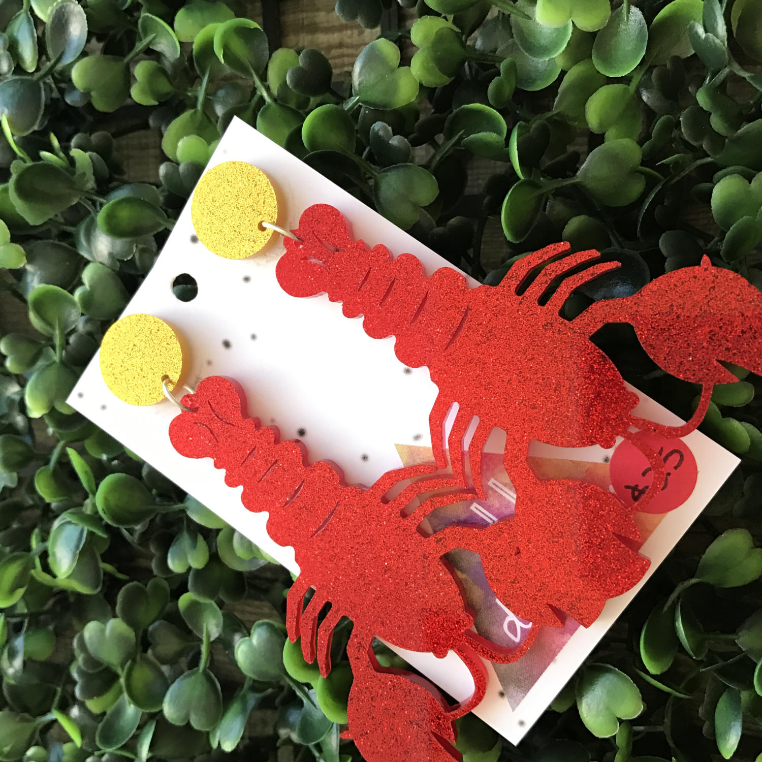 Living Large Lobster Statement Dangles - MEGA Size!!! Glorious Glitter Drop Earrings. Bold & Quirky Earrings.