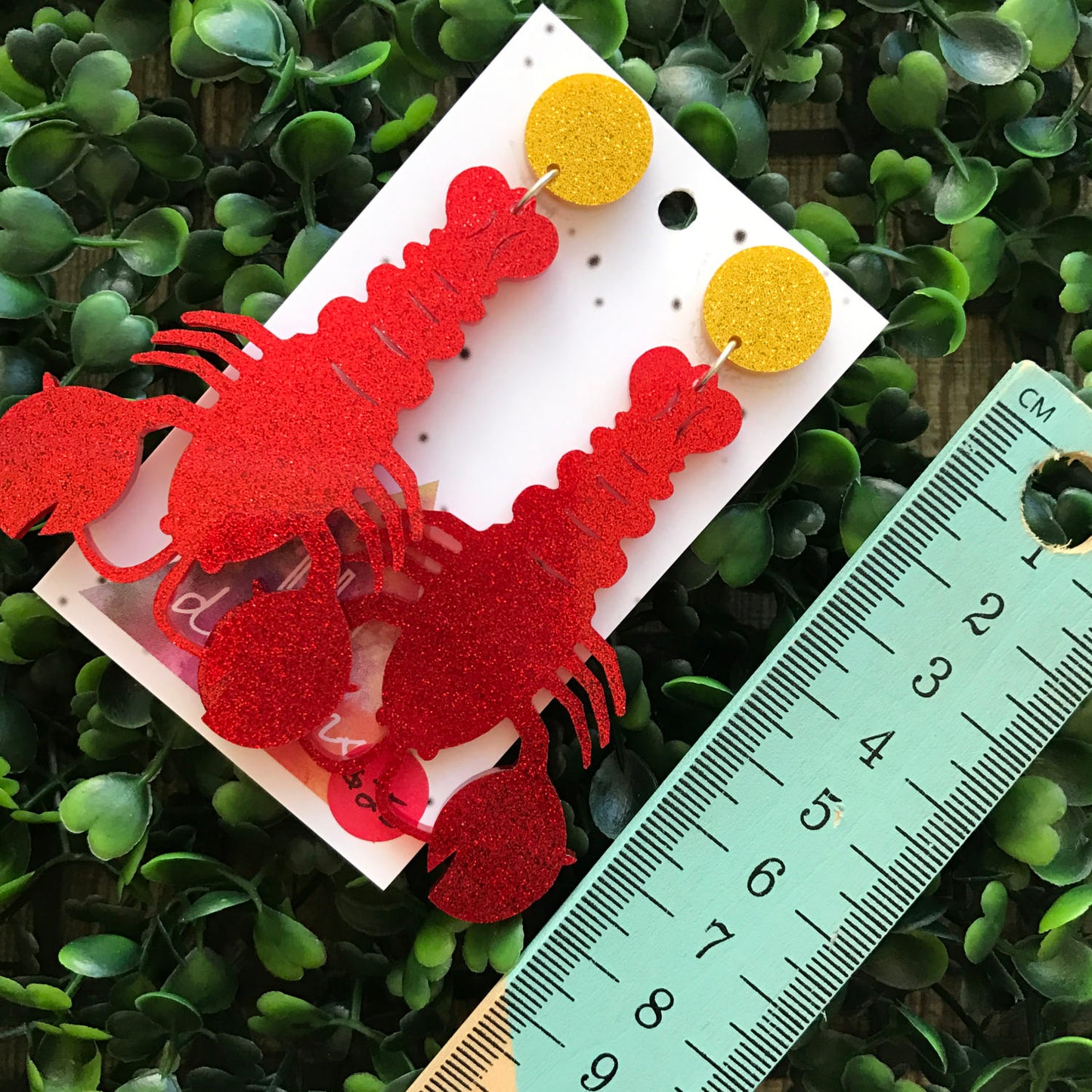 Living Large Lobster Statement Dangles - MEGA Size!!! Glorious Glitter Drop Earrings. Bold & Quirky Earrings.