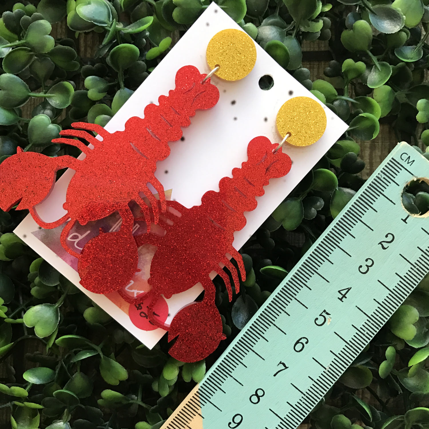 Living Large Lobster Statement Dangles - MEGA Size!!! Glorious Glitter Drop Earrings. Bold & Quirky Earrings.