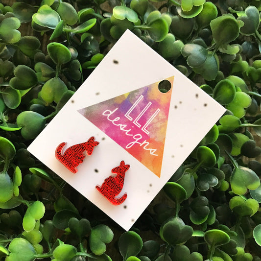 Kangaroo - Australian Animal Stud Earrings. Skippy Earrings. Handmade Earrings. Aussie Earrings. Life's too short to wear boring Jewellery!!