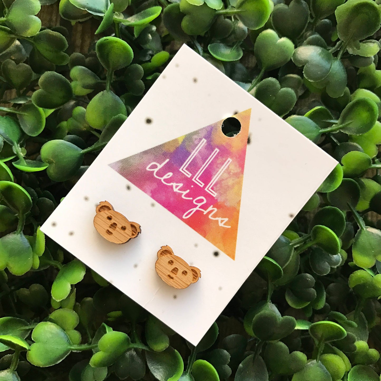 Bamboo Australian Koala Handmade Stud Earrings. Koala Face Earrings. Aussie Animal Earrings. Life's too short to wear boring Jewellery!!!!