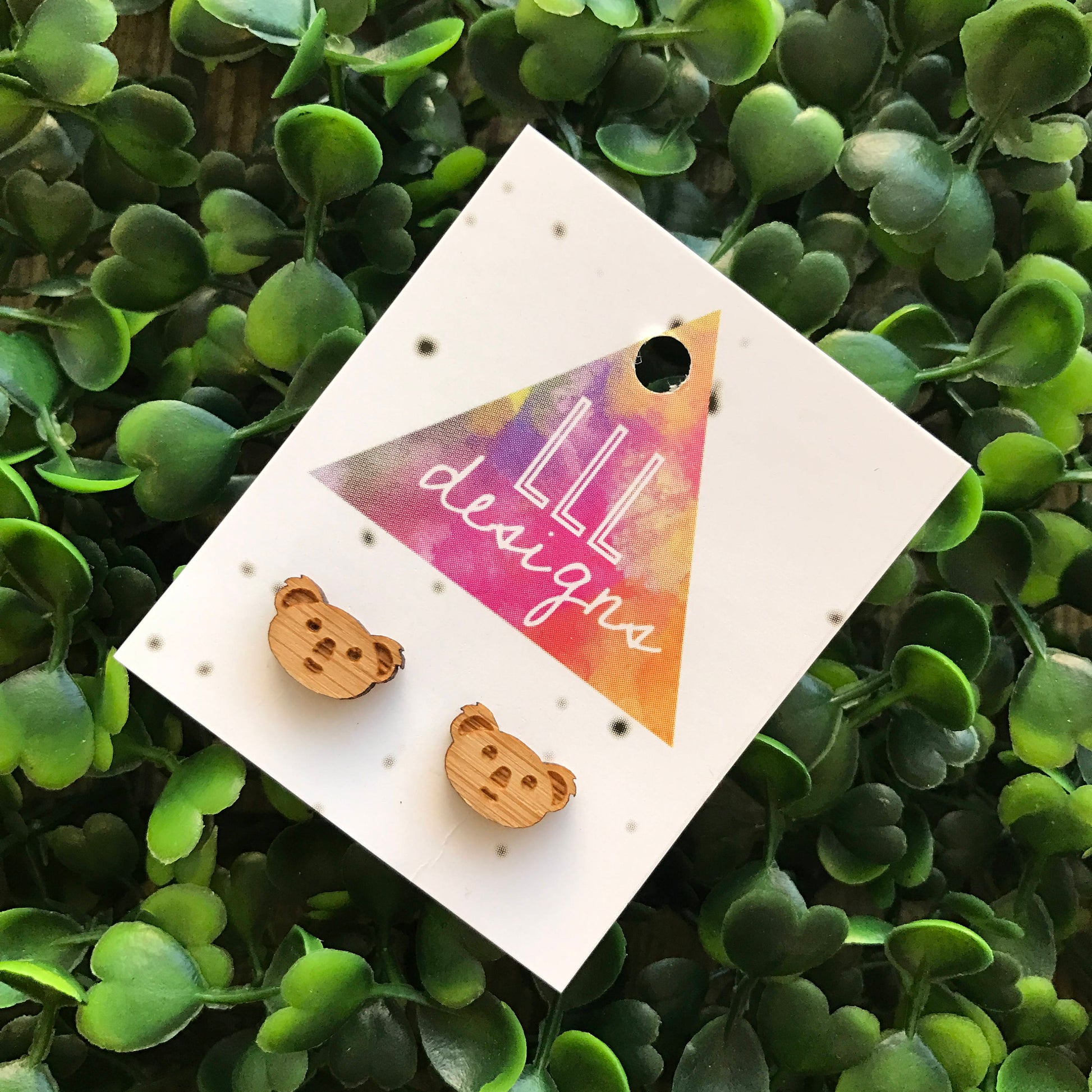 Bamboo Australian Koala Handmade Stud Earrings. Koala Face Earrings. Aussie Animal Earrings. Life's too short to wear boring Jewellery!!!!