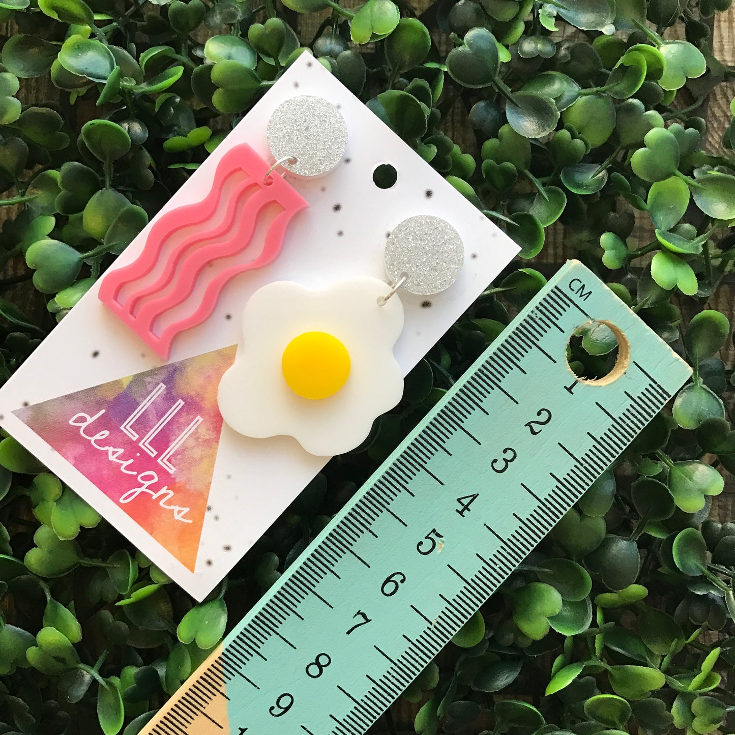 Bacon Baby! Bacon and Eggs Super Fun Statement Dangle Earrings. Enjoy your Bacon and Eggs all day with these Fabulous & Fun Drop Earrings!!!