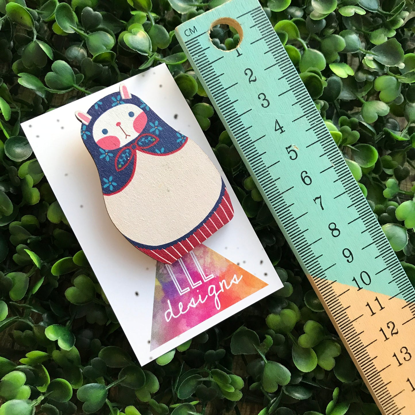 Mumma Babushka Kitty Cat Brooch. Handmade Printed Timber Brooch. Bitchin Brooch. Life's too short to wear boring Brooches!