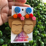 Fabulous Frida Stacked Statement Dangle Earrings. Bamboo & Glitter Acrylic Laser Cut Earrings. Fun and Fabulous Earrings!! Be Bold - Be You!