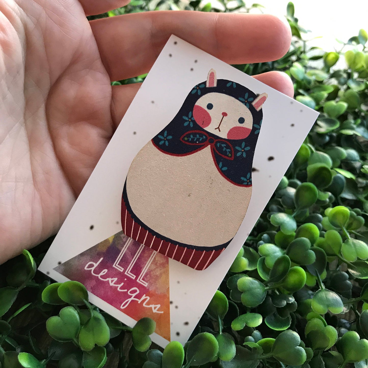 Mumma Babushka Kitty Cat Brooch. Handmade Printed Timber Brooch. Bitchin Brooch. Life's too short to wear boring Brooches!