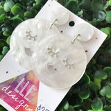 Super Cute Pearl Marble Sleepy Moon Statement Dangle Earrings. Made from Pearl Marble Acrylic. These guys will make you feel all cosy inside
