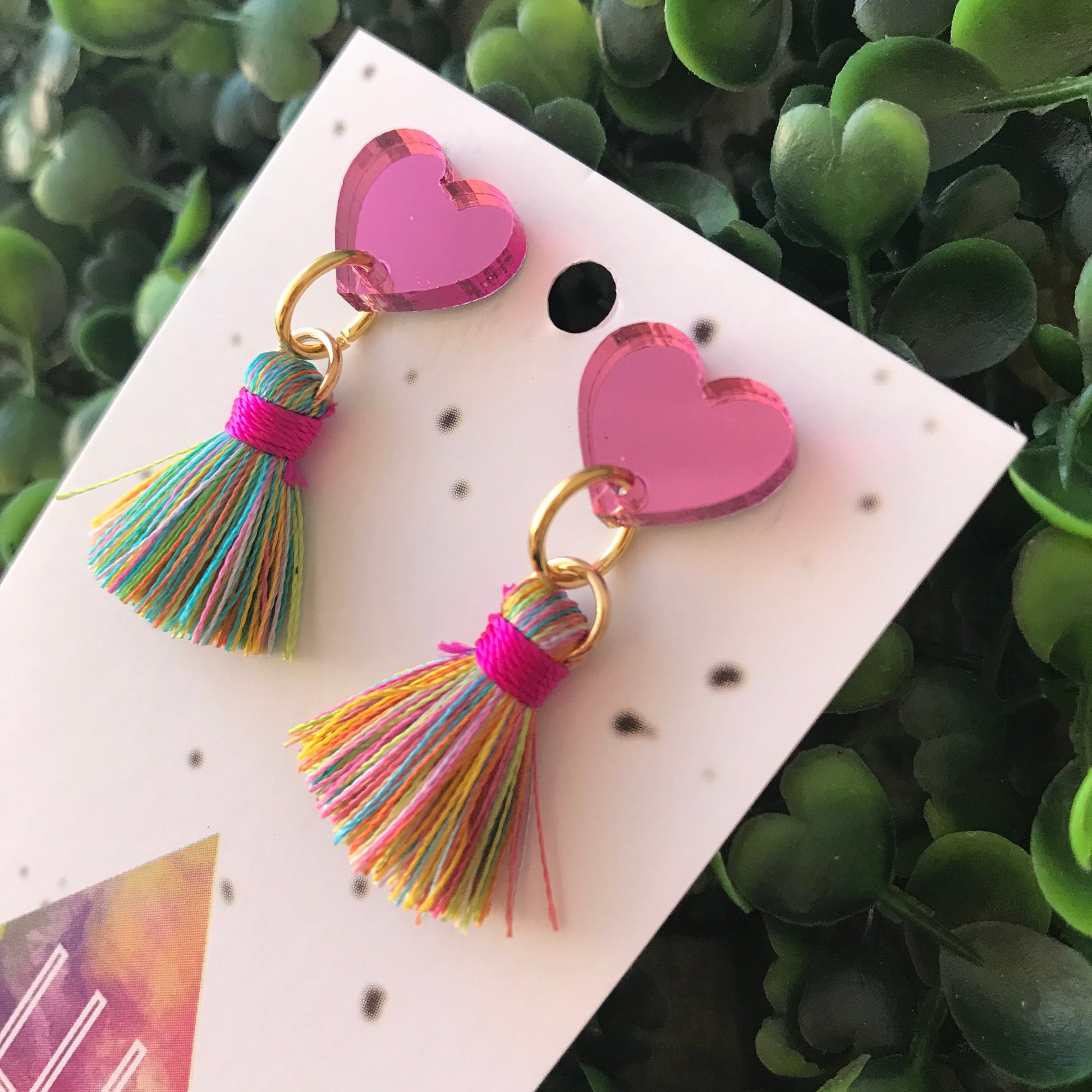 Petite Rainbow Perfection in Tassel Earrings Form ;) The Mirror Acrylic Tops are just the right amount of pop without being over the top.