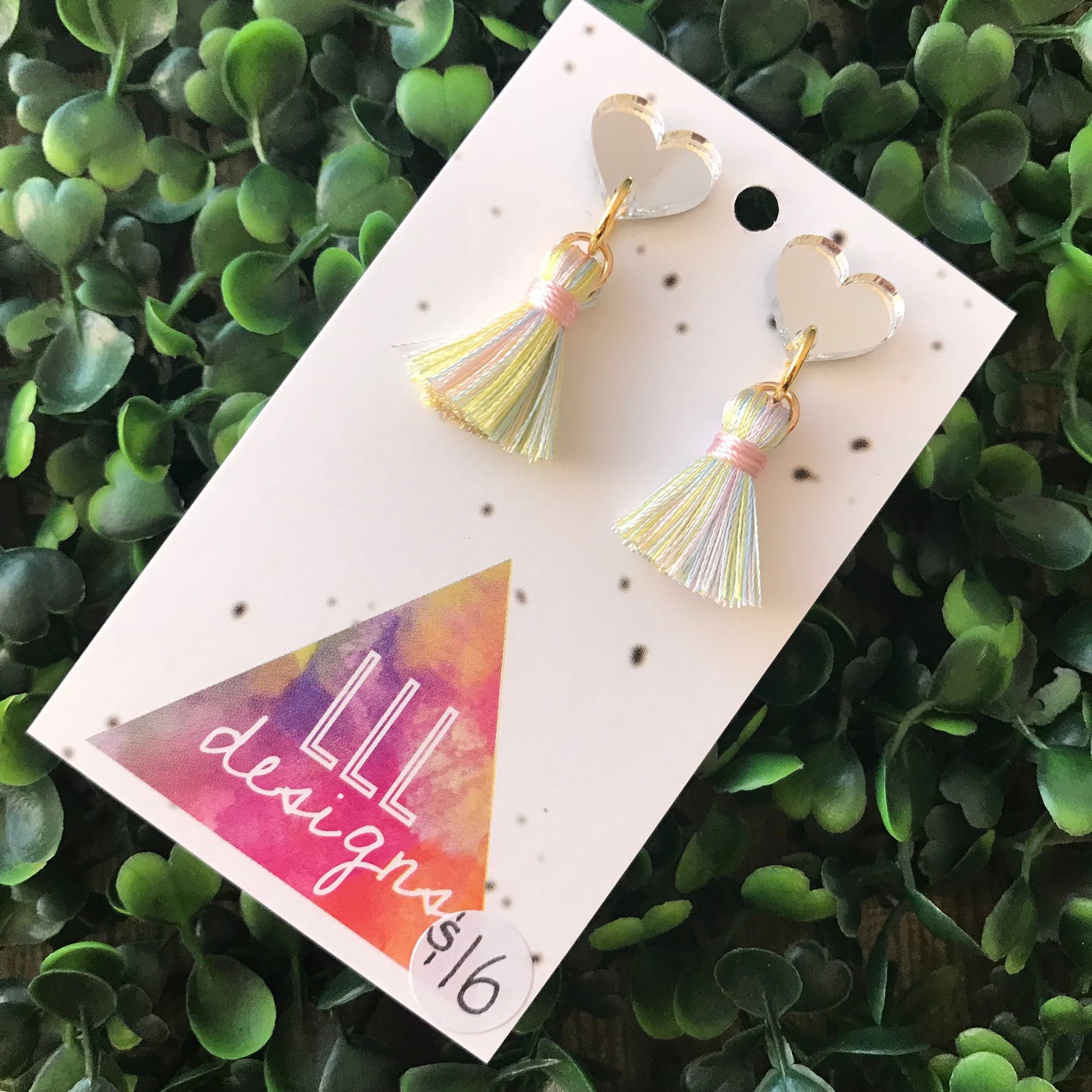 Petite Pastel Perfection in Tassel Earrings Form ;) The Mirror Acrylic Tops are just the right amount of pop without being over the top.