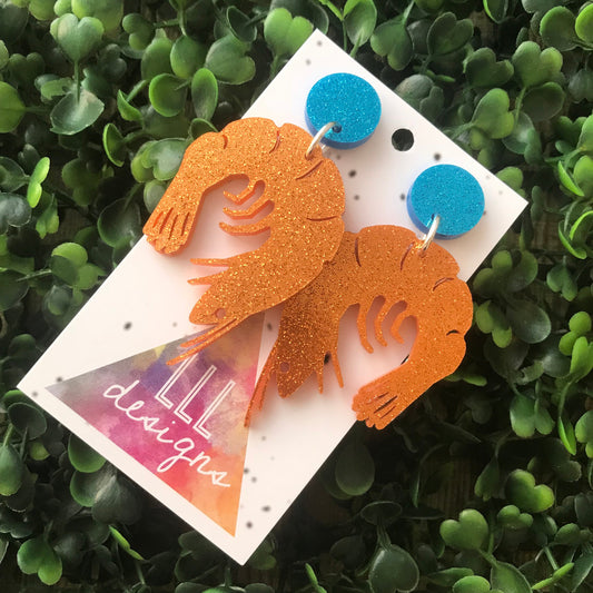 Perfection In Prawn Form Dangle Earrings ;) Prawn Dangle Earrings. Shrimp Earrings. Life's too short to wear boring Jewellery.