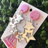 Sparkle Brightly in these Fabulous Silver Mirror Star Statement Dangle Earrings. Perfect for Day-time and Night-time Wear ;) Be a STAR!!!