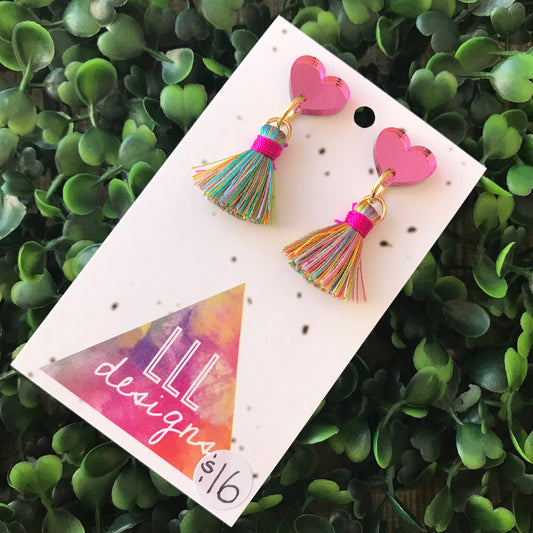 Petite Rainbow Perfection in Tassel Earrings Form ;) The Mirror Acrylic Tops are just the right amount of pop without being over the top.