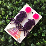Glorious Glitter Squid Statement Dangle Earrings. Punchy in Purple and Neon Pink Tops to make them POP!!! Be BOLD - Be YOU!!!