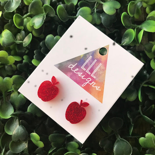 Rosy Red Glitter Apple Stud Earrings. An Apple a Day keeps the Dr away - imagine what 2 can do ;) I think I'll wear mine every day ....lol