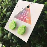 Groovy Green Glitter Apple Stud Earrings. An Apple a Day keeps the Dr away - imagine what 2 can do ;) I think I'll wear mine every day ....