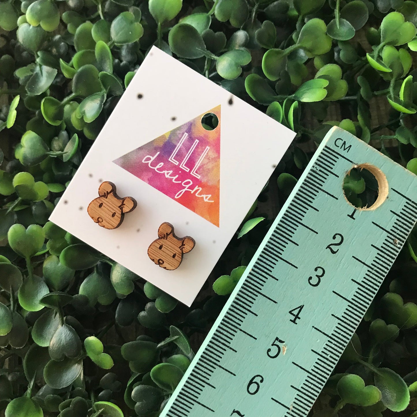 Etched Bamboo Mouse Stud Earrings. These little guys are such cute little characters. Super Lightweight, making them a dream to wear :)