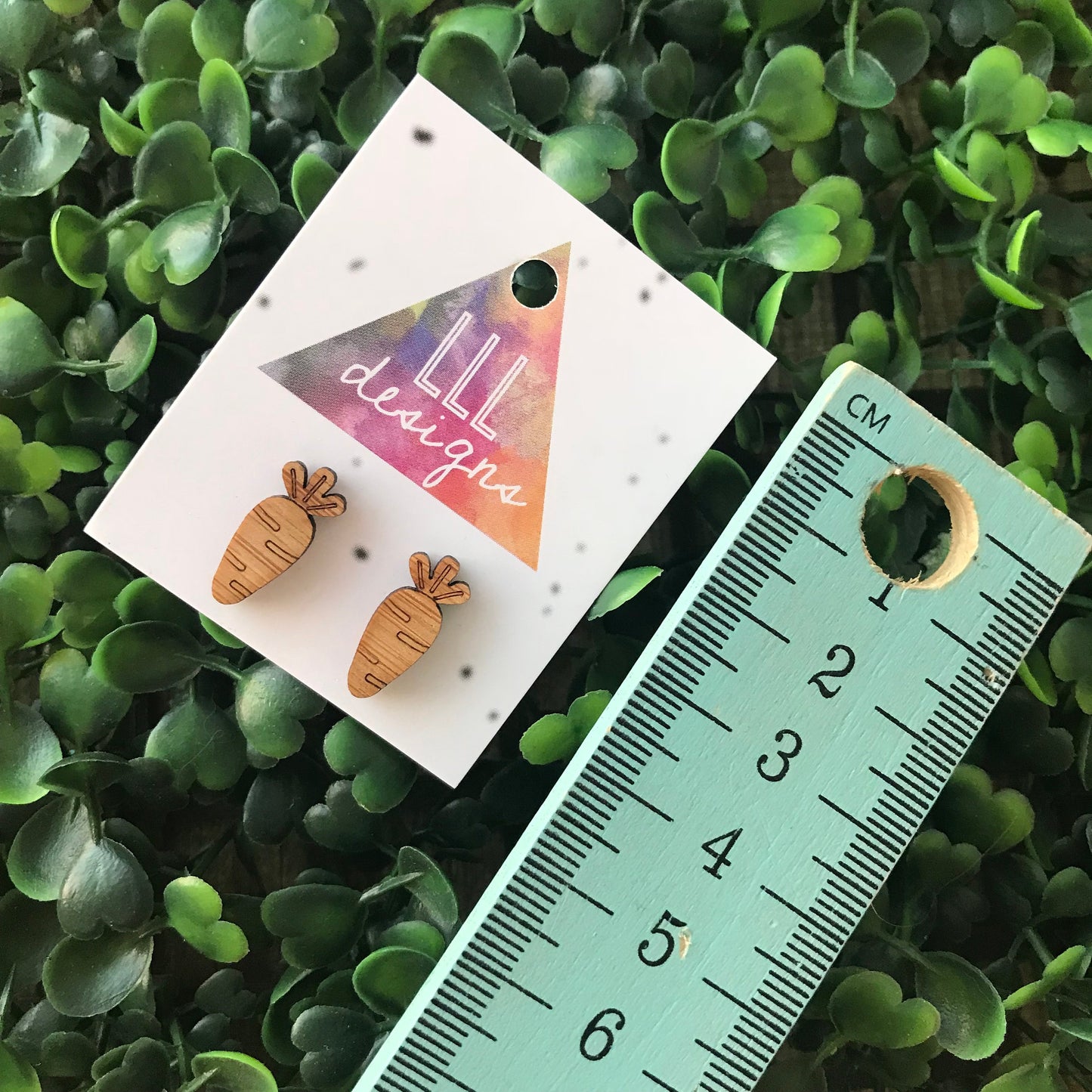 Crazy Cute Etched Bamboo Carrot Stud Earrings. Fun and Fabulous Vegetable Earrings. Add some Quirk to your day with these cuties! ;)