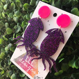 Glorious Glitter Squid Statement Dangle Earrings. Punchy in Purple and Neon Pink Tops to make them POP!!! Be BOLD - Be YOU!!!
