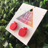 Rosy Red Glitter Apple Stud Earrings. An Apple a Day keeps the Dr away - imagine what 2 can do ;) I think I'll wear mine every day ....lol