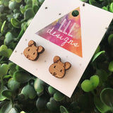 Etched Bamboo Mouse Stud Earrings. These little guys are such cute little characters. Super Lightweight, making them a dream to wear :)