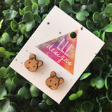 Etched Bamboo Mouse Stud Earrings. These little guys are such cute little characters. Super Lightweight, making them a dream to wear :)