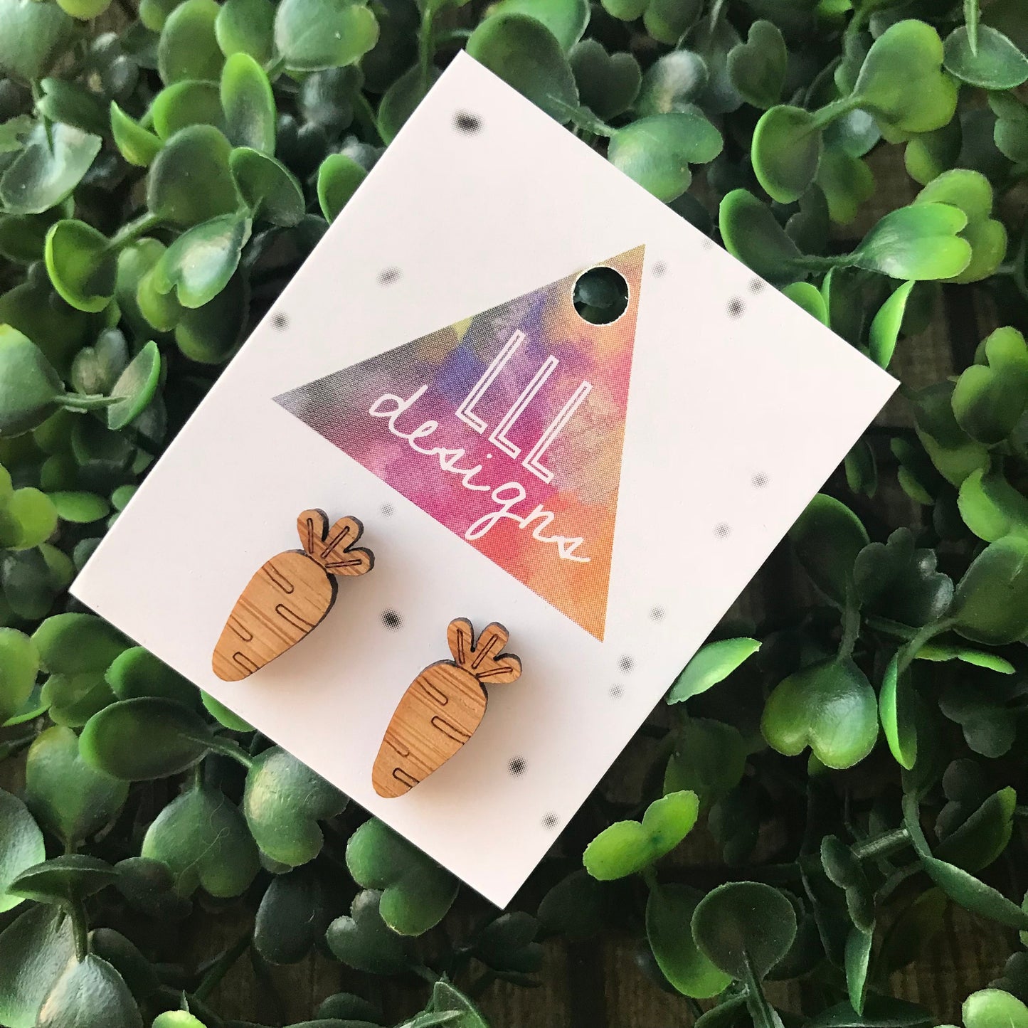 Crazy Cute Etched Bamboo Carrot Stud Earrings. Fun and Fabulous Vegetable Earrings. Add some Quirk to your day with these cuties! ;)