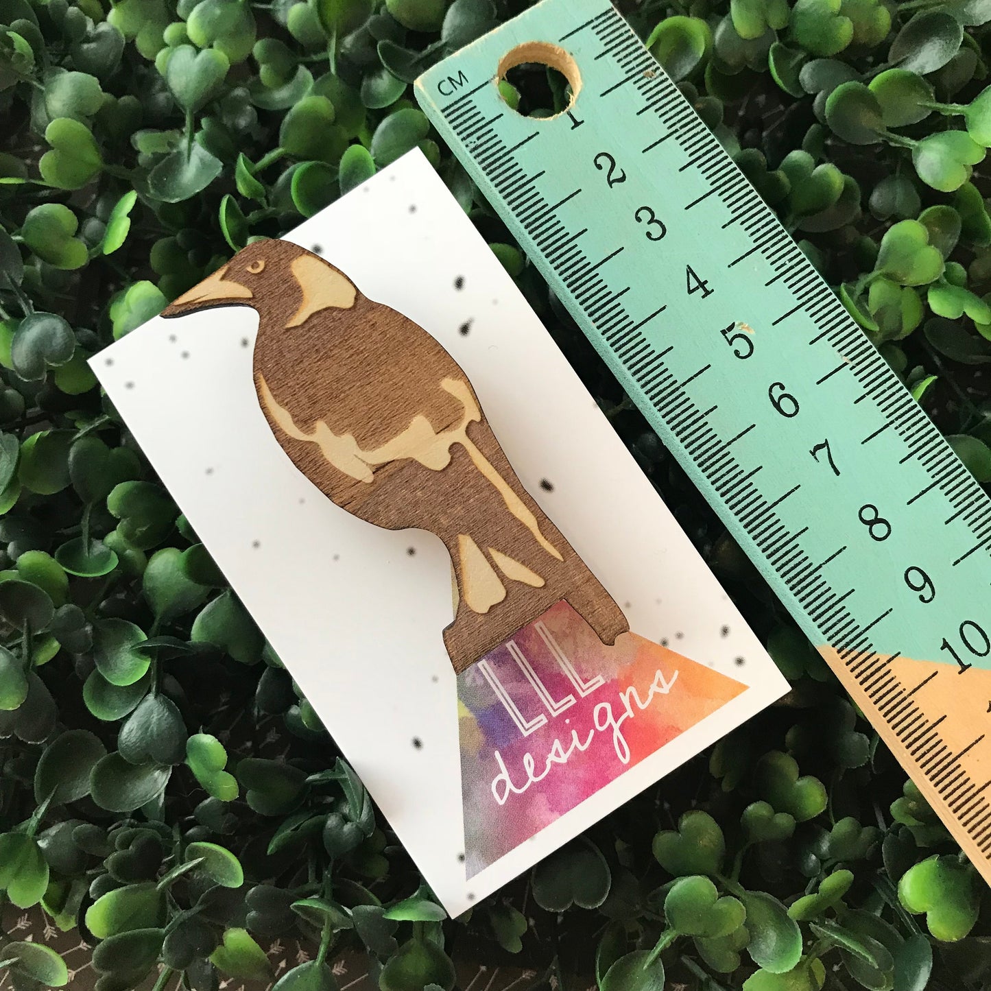 Magnificent Magpie Brooch. Laser Cut and Etched Brooch made from specially prepared timber. Australian Bird Brooch. Handmade Brooch.