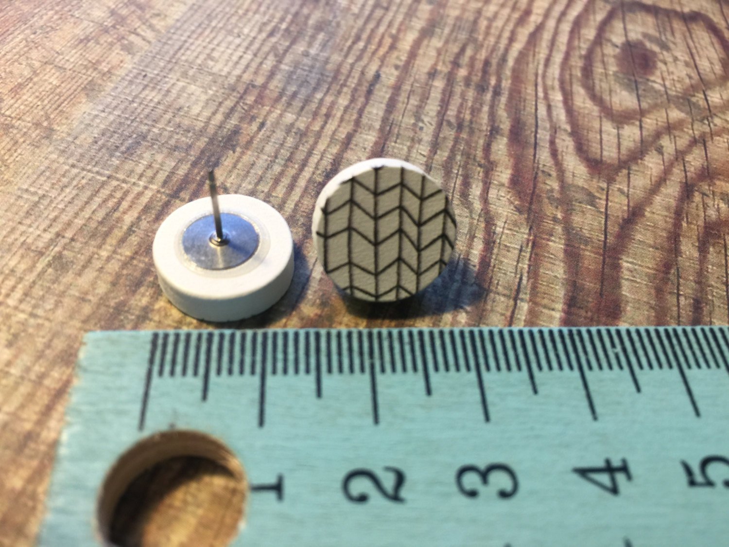 Black & White Monochrome Printed Studs/Earrings. Geometric Studs. Geometric Earrings. Geo Love. Handmade in Canberra, Australia. On trend.