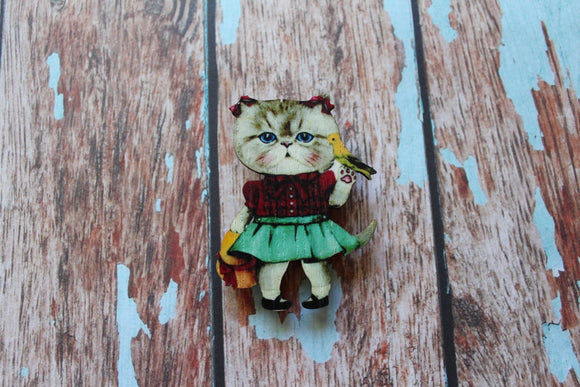 Quirky Cute Kitty Brooch - Badge. Crazy Cat Lady. I love Cats. Cats are the best. Life's too short to wear boring Jewellery.