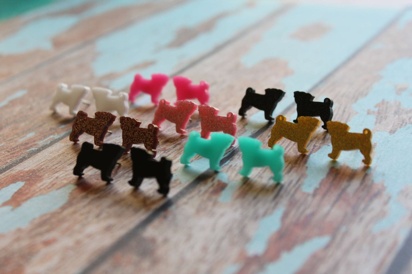 Tiny Pug Dog Studs/Earrings. Puppy love. Perfectly pug. I love Pugs. Pug Mum. Life's too short to wear boring Jewellery.