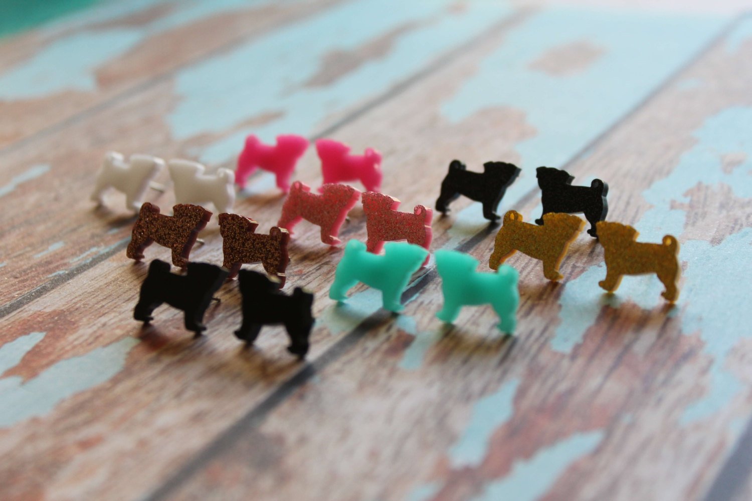 Tiny Pug Dog Studs/Earrings. Puppy love. Perfectly pug. I love Pugs. Pug Mum. Life's too short to wear boring Jewellery.