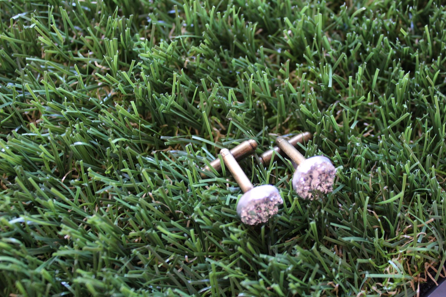 Blinging Bro's Cufflinks. (white silver with bronze backs). Life's too short to wear boring cufflinks. Sparkle.